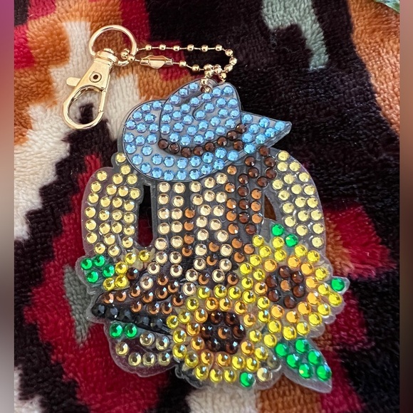 ❤️ Southwestern Diamond Art Cowboy Boot Sunflower Keychain or Purse Charm - Picture 1 of 4